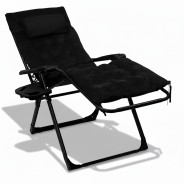Розкладне крісло шезлонг LEOBRO Zero Gravity Premium Plus Black Velvet (LB-ZGC-K3-BLK)
