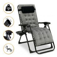 Розкладне крісло шезлонг LEOBRO Zero Gravity Premium Plus Grey Velvet (LB-ZGC-K3-GRY)