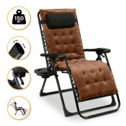 Крісло шезлонг LEOBRO Zero Gravity Premium Plus Brown Velvet (LB-ZGC-K3-BRN)