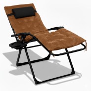 Крісло шезлонг LEOBRO Zero Gravity Premium Plus Brown Velvet (LB-ZGC-K3-BRN)