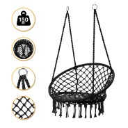 Підвісне плетене крісло-гойдалка LEOBRO Boho XL 80 см Black (LB-1102)