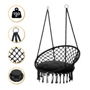 Підвісне плетене крісло-гойдалка LEOBRO Boho XL 80 см Black з подушкою (LB-1105)