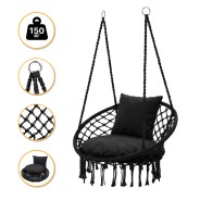 Підвісне плетене крісло-гойдалка LEOBRO Boho Comfort XL 80 см Black (LB-1108)