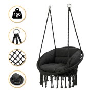 Підвісне плетене крісло-гойдалка LEOBRO Boho Deluxe XL 80 см Black (LB-1111)