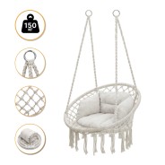Підвісне плетене крісло-гойдалка LEOBRO Boho Deluxe XL 80 см Cream (LB-1112)