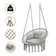 Підвісне плетене крісло-гойдалка LEOBRO Boho Deluxe XL 80 см Grey (LB-1113)