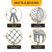 Підвісне плетене крісло-гойдалка LEOBRO Boho Deluxe XL 80 см Grey (LB-1113)