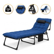 УЦІНКА! Розкладне ліжко (розкладачка) з матрацом і подушкою LEOBRO Blue (LB-FB-A1-BLU)