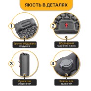 Надувний похідний килимок матрац LEOBRO Air Mat 190 x 60 см Grey (LB-1094)