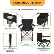 Розкладне туристичне крісло LEOBRO Lite Black (LB-1075)