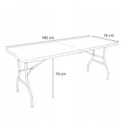 Розкладний стіл для кейтерингу FunFit 180x74 x 3,5 см Білий (4897)