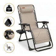 Розкладне крісло шезлонг LEOBRO Zero Gravity Premium Beige (LB-ZGC-G2-BEI)