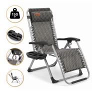 Посилений шезлонг до 150 кг LEOBRO Zero Gravity Premium Plaid (LB-1140)