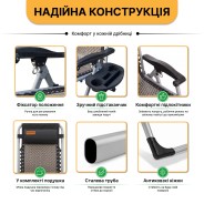 Посилений шезлонг до 150кг LEOBRO Zero Gravity Premium Grey Rattan (LB-1120)
