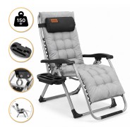 Розкладне крісло шезлонг LEOBRO Zero Gravity Premium Plus Сірий (LB-ZGC-E1-GRY)