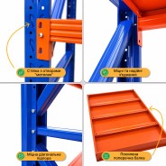 Металевий стелаж LEOBRO Premium Pro 200 х 200 х 50 см, 300кг/полиця, 5 полиць (LB-R133)