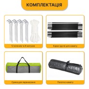 Готовий туристичний набір 4-місний: Намет LEOBRO Pro Camp Grey + 4 надувні килимки Air Mat 190x60 см