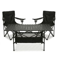 Комплект туристичний - стіл LEOBRO 117x55x50 см та 2 крісла Lite Black