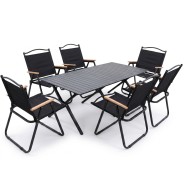 Комплект туристичний - LEOBRO Camp Black XL 117х59х41 см та 6 крісел Camp Black L 