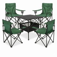 Комплект туристичний - стіл LEOBRO 52x52x50 см та 4 крісла Lite Green 