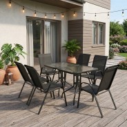 Комплект садових меблів LEOBRO Comfort Plus 6 крісел + 2 прямокутнх столика (LB-1053-2) 