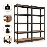 Набір стелажів 2 шт LEOBRO Premium Black  180 х 90 х 40 см, 175кг/полиця, 5 полиць (LB-R115X2)