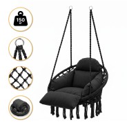 Подвесное плетеное кресло-качалка LEOBRO Boho Deluxe XL 80 см Black (LB-1142)