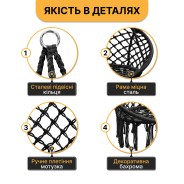 Подвесное плетеное кресло-качалка LEOBRO Boho Deluxe XL 80 см Black (LB-1142)