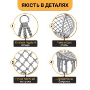 Підвісне плетене крісло-гойдалка LEOBRO Boho Deluxe Pro XL 80 см Grey (LB-1144)