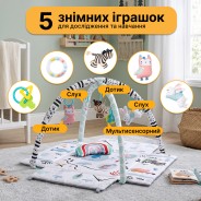 Дитячий розвивальний килимок 4 в 1 "Весела зебра" з кульками LEOBRO (LB-1187)