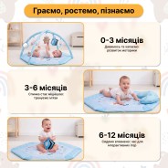 Дитячий розвивальний килимок 4 в 1 "Ведмедик і зайчик Hello" блакитний з кульками LEOBRO (LB-1188)