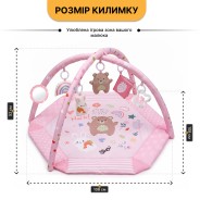 Дитячий розвивальний килимок 4 в 1 "Ведмедик і зайчик Hello" рожевий з кульками LEOBRO (LB-1184)