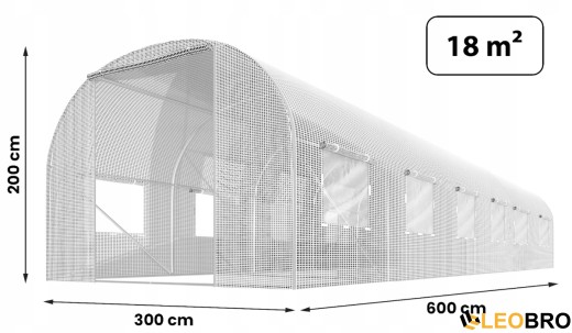 Садова теплиця з вікнами Plonos 18m2 Біла = 300х600х200 см (4977) - 6