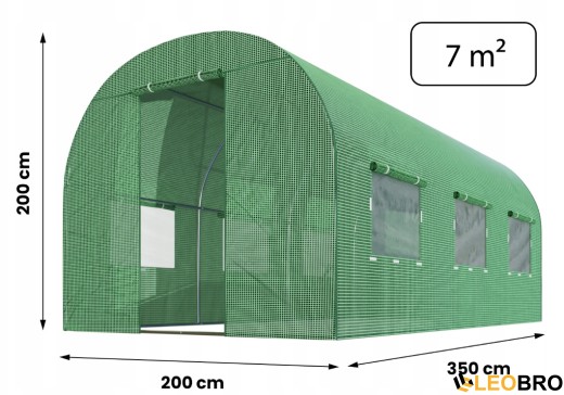 Садовая теплица с окнами Plonos 7m2 Зеленая = 200х350х200 см (4914-A) - 6