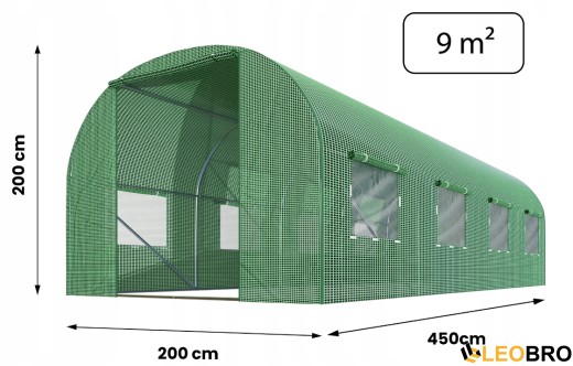 Садова теплиця з вікнами Plonos 9m2 Зелена = 200х450х200 см (4915-A) - 6