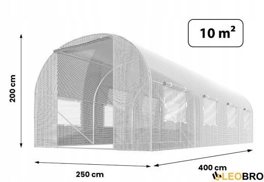 Садова теплиця з вікнами Plonos 10m2 = 400х250х200 см (Біла) (4974) - 4