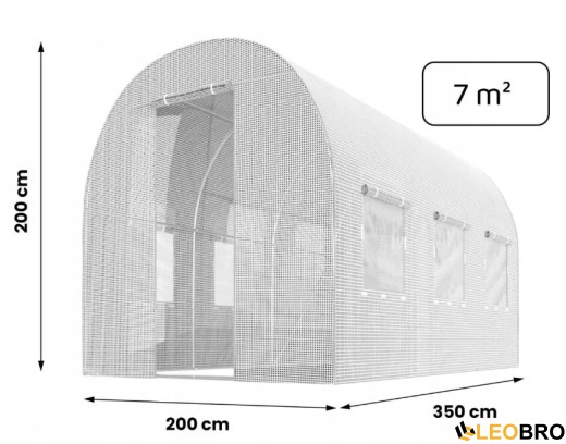 Садова теплиця з вікнами Plonos 7m2 Біла = 350х200х200 см (4971-A) - 5