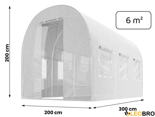 Садова теплиця з вікнами Plonos 6m2 Біла = 300х200х200 см (4970-A) - 5