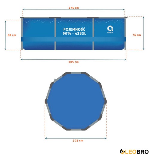 Басейн каркасний Avenli 305х76см 16в1 (682) - 9