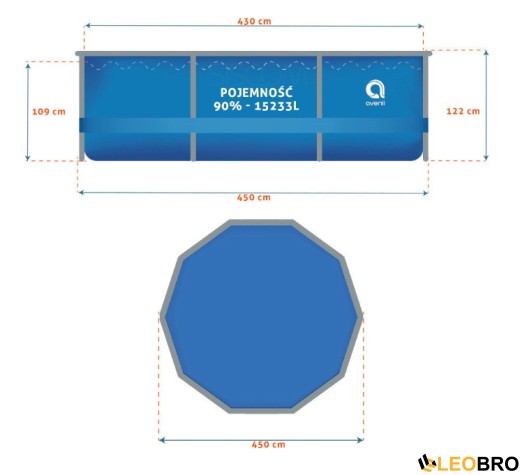 Басейн каркасний Avenli 450х122см 18в1 (691) - 2