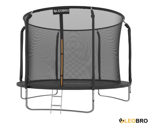 Батут із внутрішньою захисною сіткою 252 см LEOBRO Premium 8FT BLACK - 1