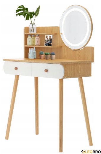 Косметический туалетный столик FUNFIT White-Brown LED (3913) - 3
