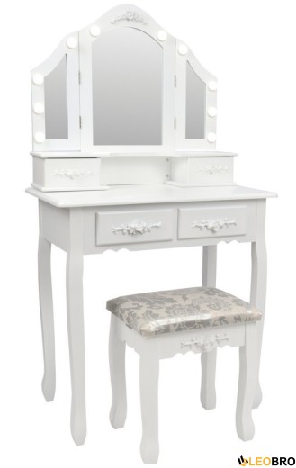 Косметичний туалетний столик з табуретом FUNFIT White LED (2783) - 1
