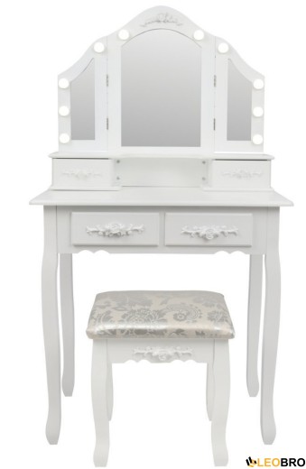 Косметичний туалетний столик з табуретом FUNFIT White LED (2783) - 2
