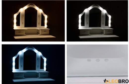 Косметичний туалетний столик з табуретом FUNFIT White LED (2783) - 5
