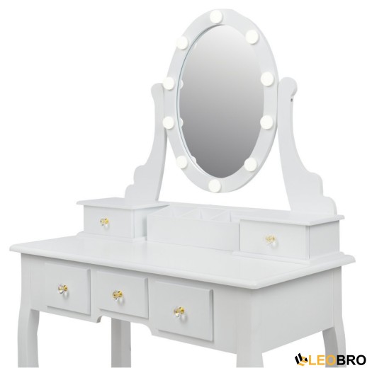 Косметичний туалетний столик з табуретом FUNFIT White LED (2785) - 4