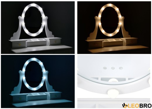 Косметичний туалетний столик з табуретом FUNFIT White LED (2785) - 6