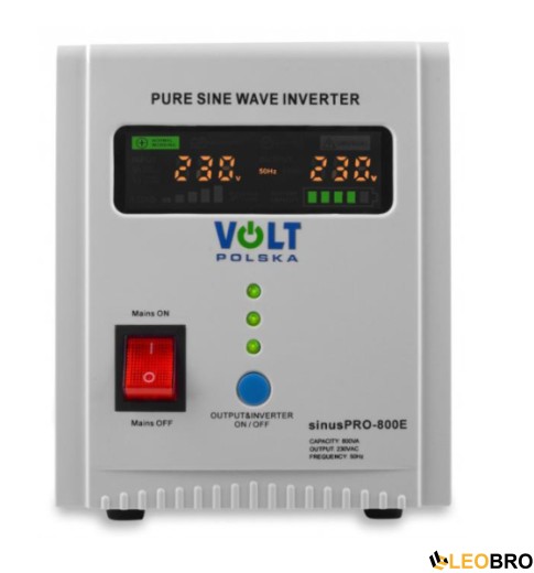 Гібридний ДБЖ/інвертор Volt Polska SINUS PRO 800 E 12/230V 500/800W (3SP080012E) - 2