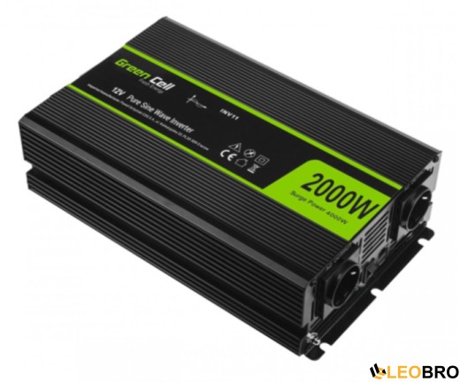 Автомобільний інвертор Green Cell 12V на 230V 2000W/4000W (INV11) Чистий синус - 1