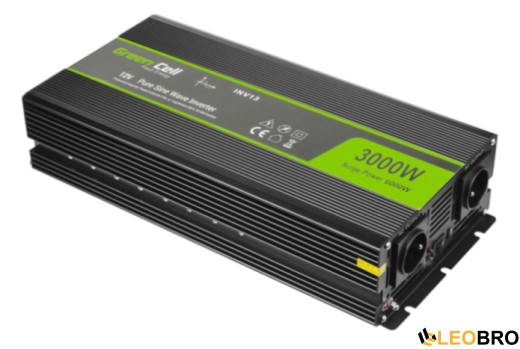 Автомобільний інвертор Green Cell 12V на 230V 3000W/6000W (INV15) Чистий синус - 1